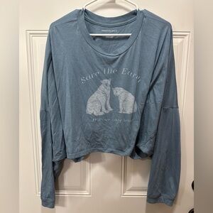 AMERICAN EAGLE OVERSIZED CROPPED LONG SLEEVE